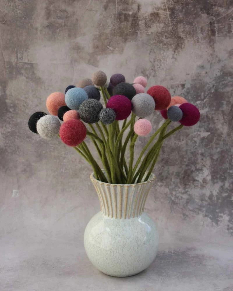 XL Filzblume Rund 7 cm / 60 cm