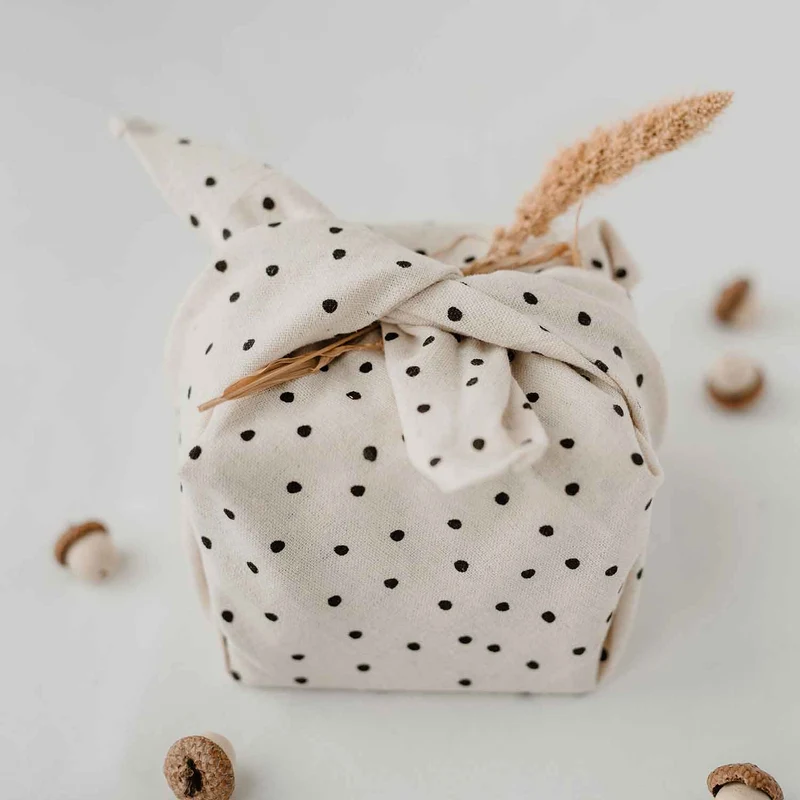 Punkte Stoff-Geschenkpapier Baumwolle 2er Set 45/55 cm