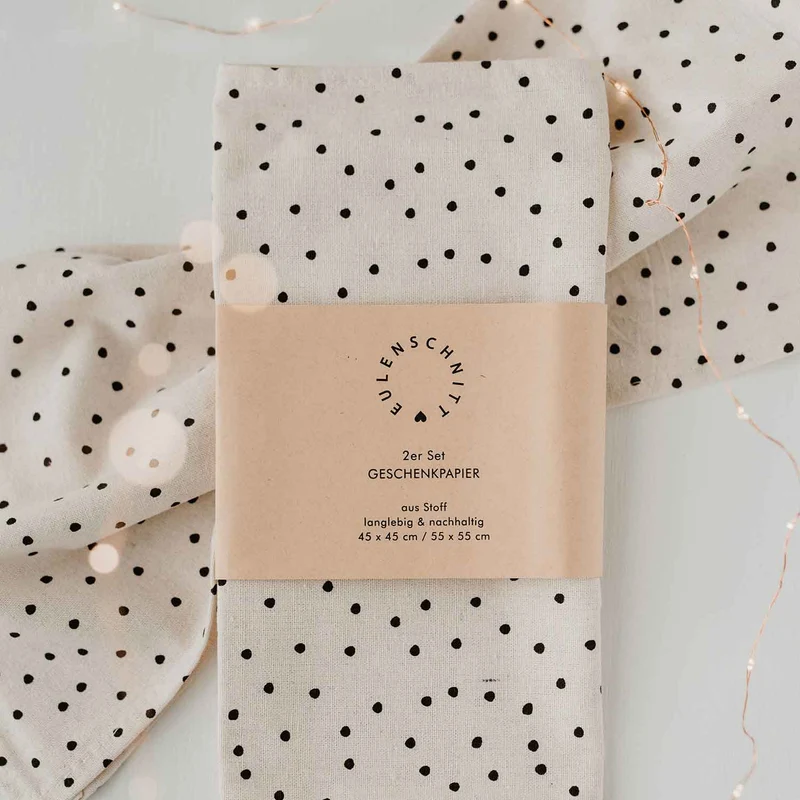Punkte Stoff-Geschenkpapier Baumwolle 2er Set 45/55 cm