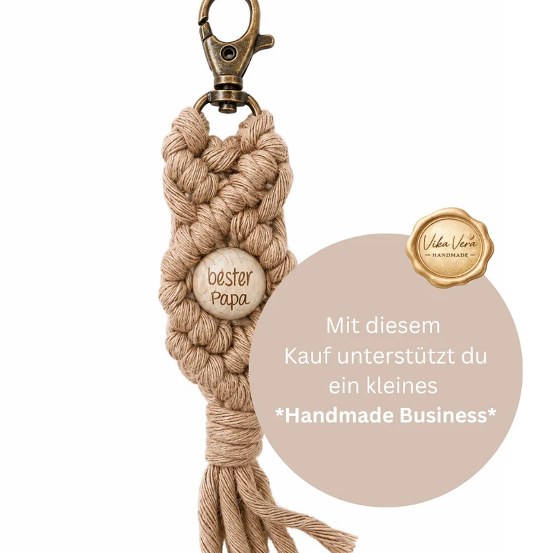 Schlüsselanhänger Makramee - Bester Papa - braun