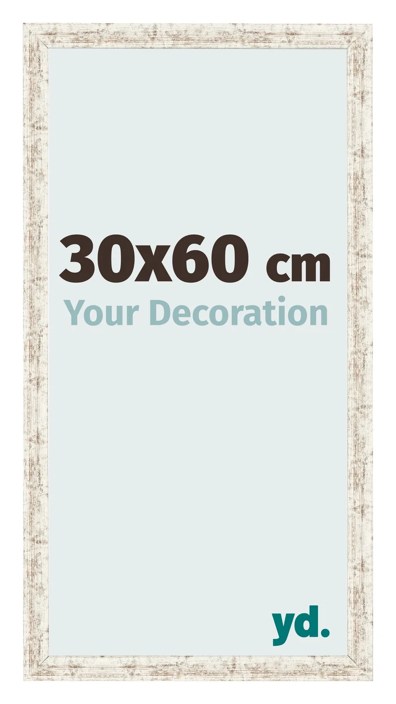 Bilderrahmen 30x60 cm - Weiß Vintage - MDF - Bologna