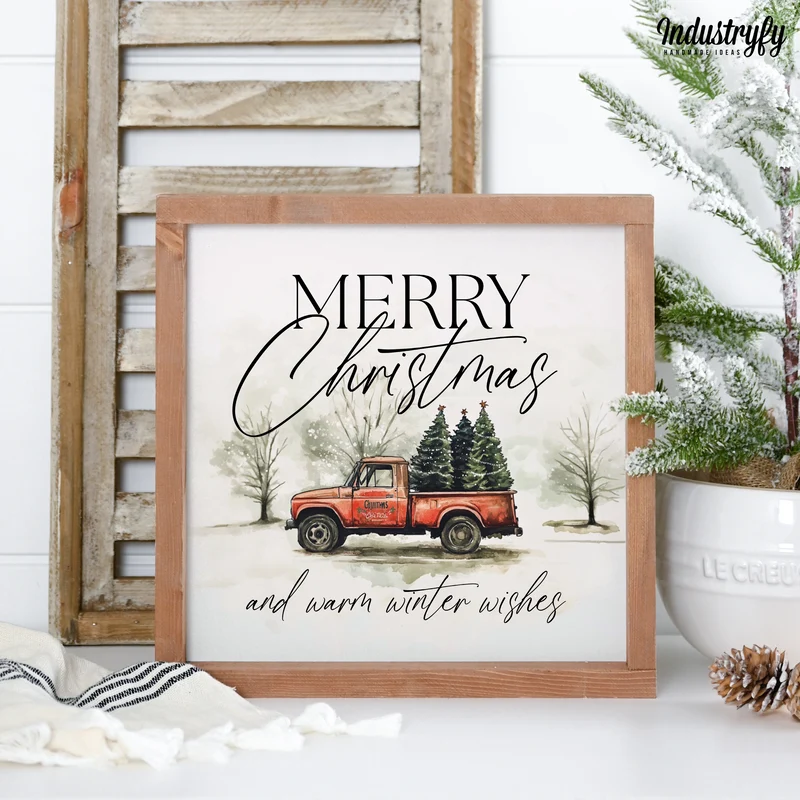 Landhaus Schild | Merry Christmas Truck