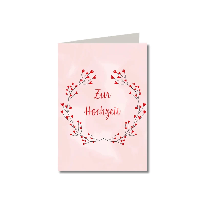 Klappkarte m. Umschlag - Hochzeit - Herzkranz