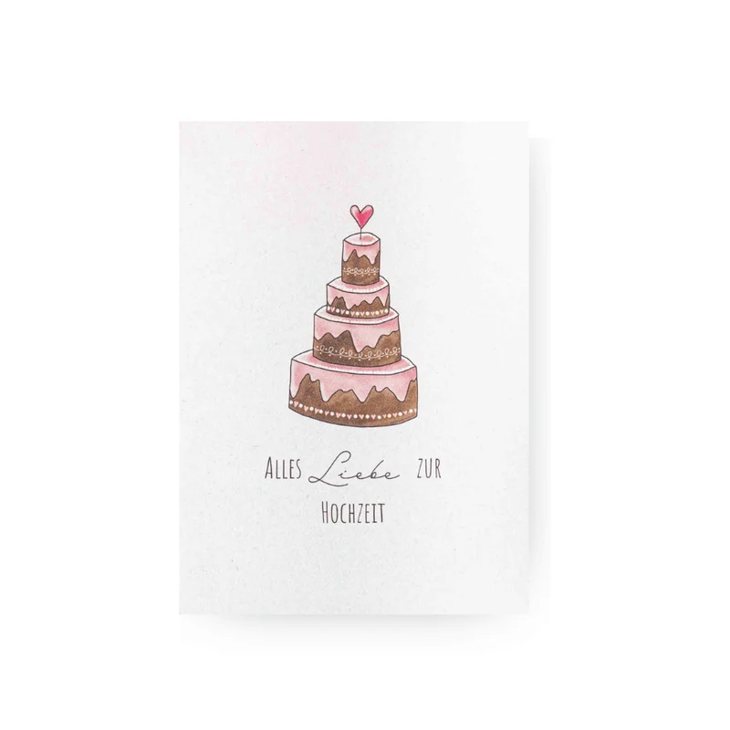 Postkarte - Zur Hochzeit Torte