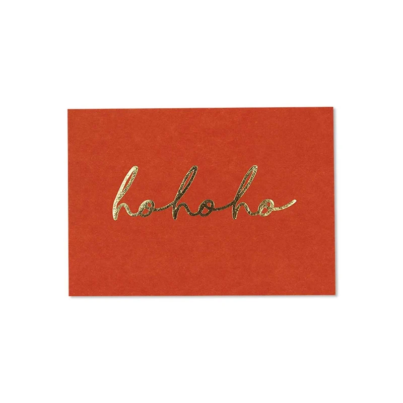 HoHoHo Postkarte Goldeffekt Letterpress Rot A6
