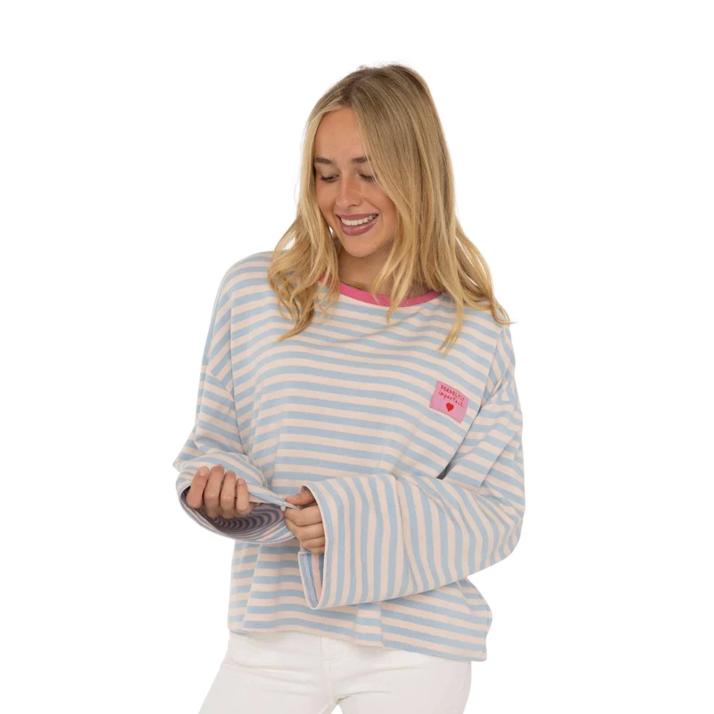 Sweatshirt - Gestreift Blau - "Perfectly Imperfect"