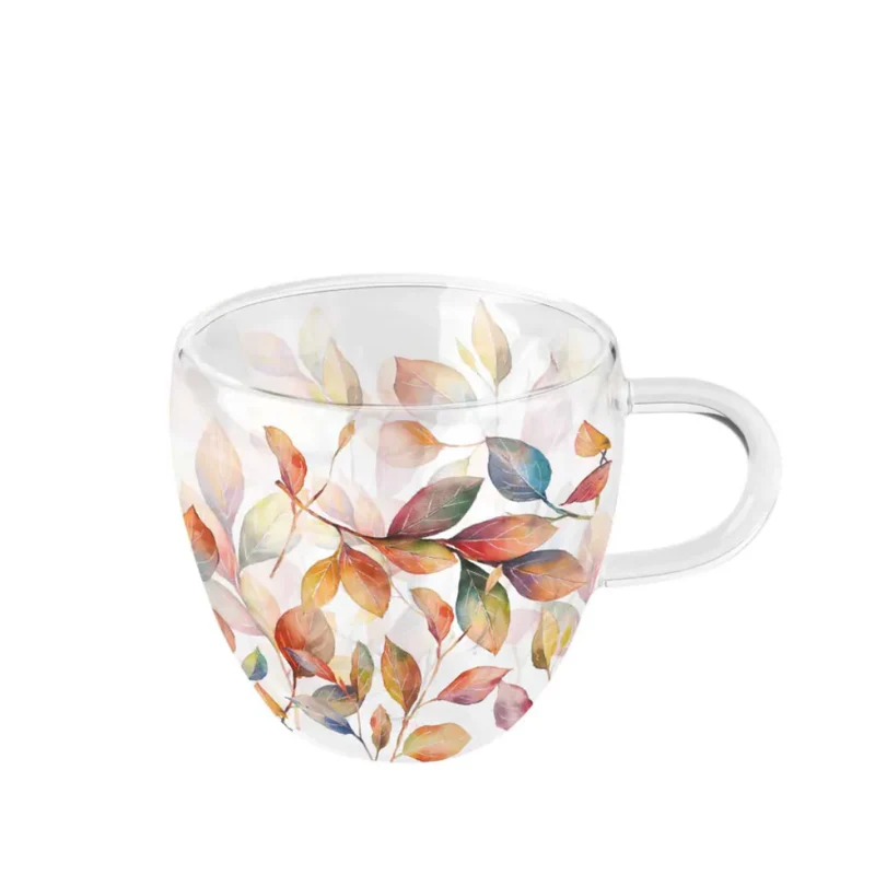 Doppelwandiges Trinkglas - Teeglas - Colorful Leaves