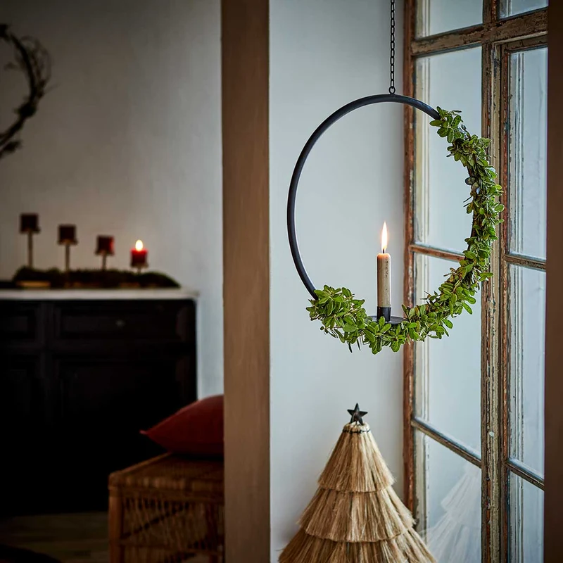Dekoring mit Kerzenständer AXEL Eisen Schwarz 55 cm