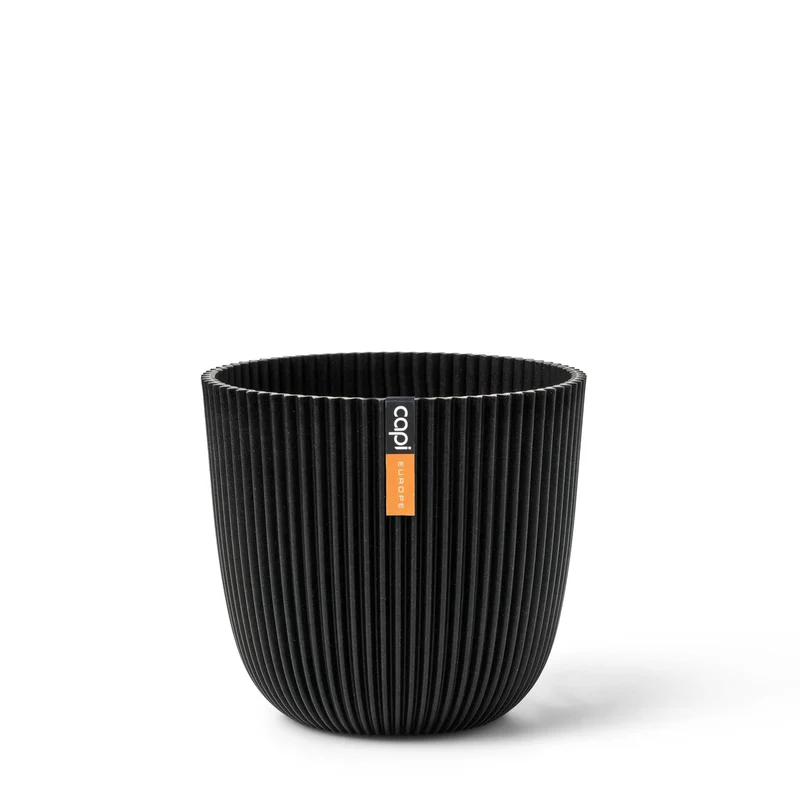 Blumentopf Kugel Groove 16,5x15 Schwarz