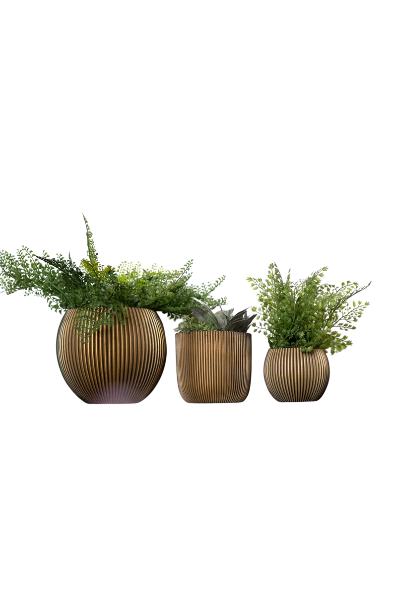 Blumentopf Kugel Groove 16,5x15 Gold Schwarz