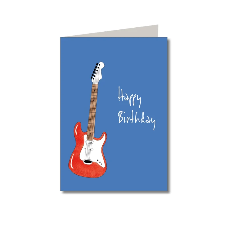 Klappkarte m. Umschlag - Happy Birthday Gitarre