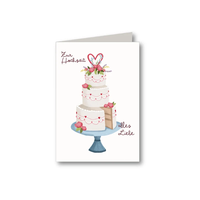 Klappkarte m. Umschlag - Hochzeit - Torte alles Liebe