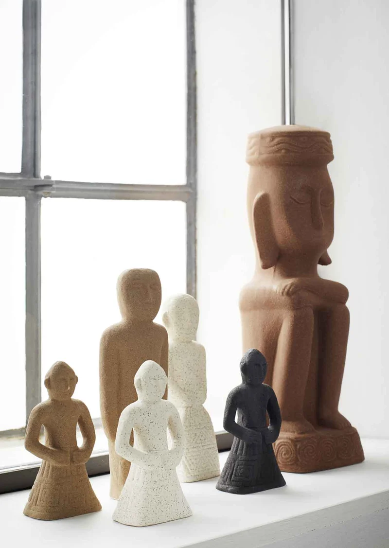 Figur Steingut Dekoration Schwarz 14,5 cm