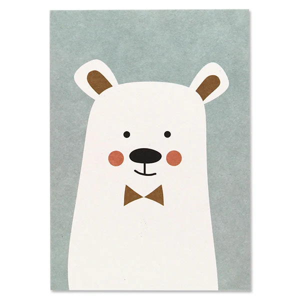 Eisbär mit Fliege Postkarte Kinder eisblau A6