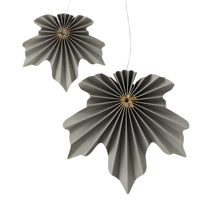 Papier Blätter Dekoration /gold 2er Set 10/15 cm