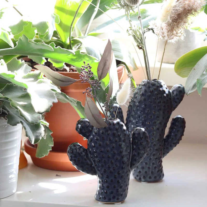 Kaktus Vase Keramik grau
