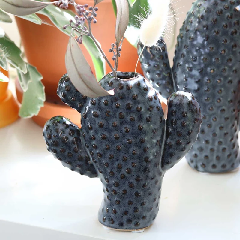 Kaktus Vase Keramik grau