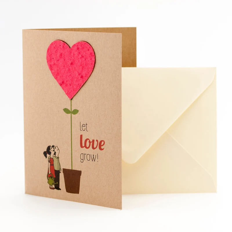 Let Love Grow Saatgut Grusskarte Hochzeit 10,5 x 14,8 cm
