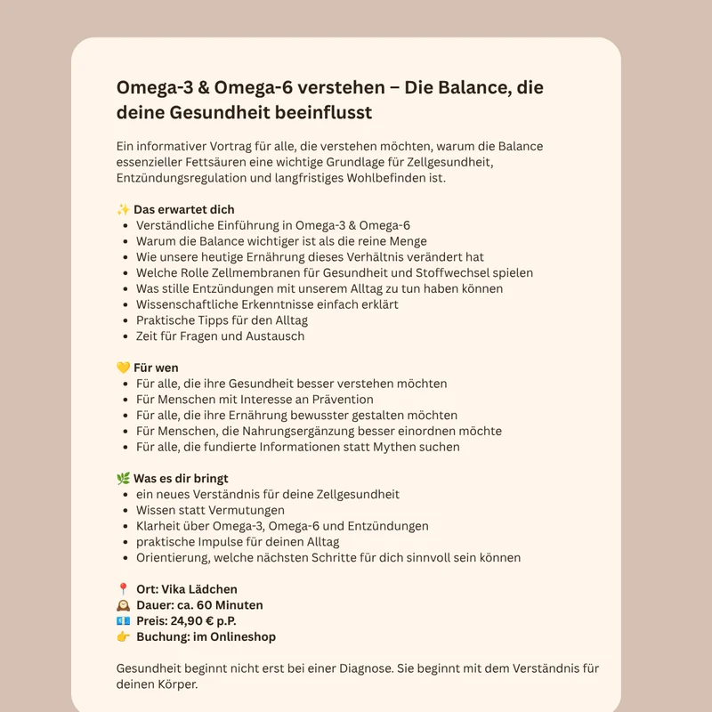 Event 30.7. • 19:30 Uhr • Der Gesundheitswert, den fast niemand kennt – obwohl er über Entzündungen, Zellgesundheit und Wohlbefinden mitentscheidet • per Zoom