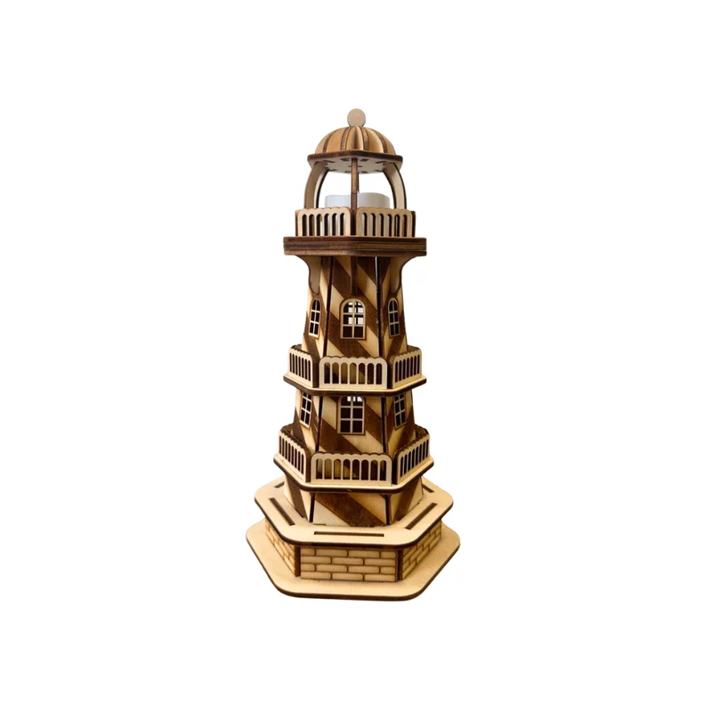 LED-Leuchtturm aus Holz