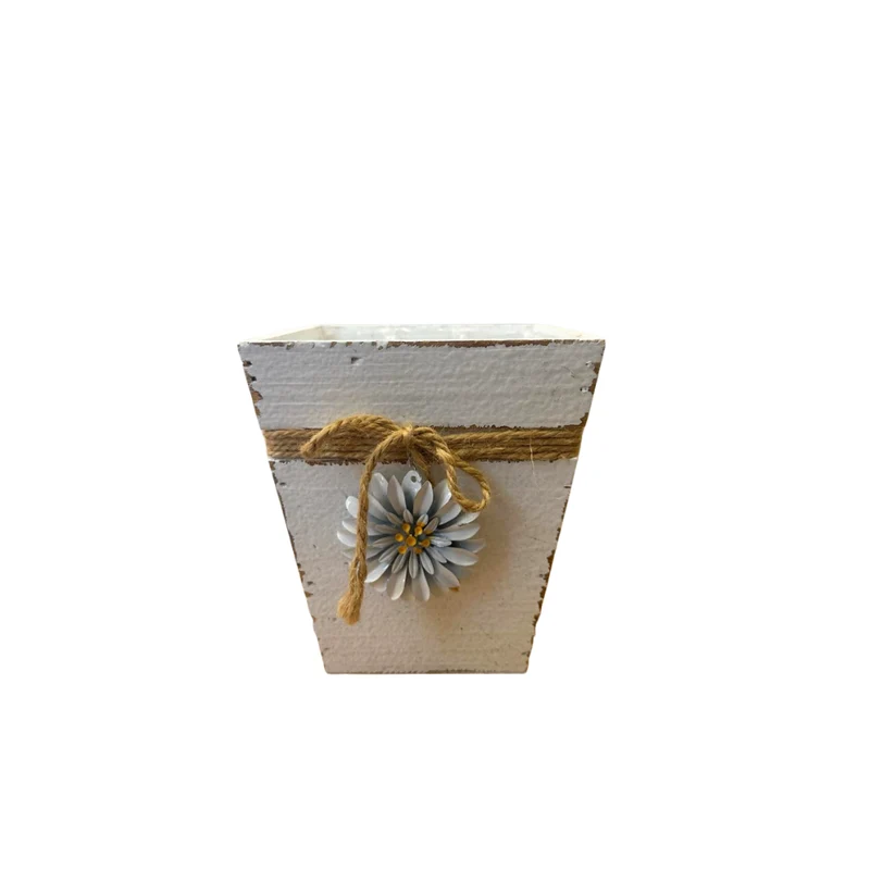 Topf mit Blumendecor - weiß