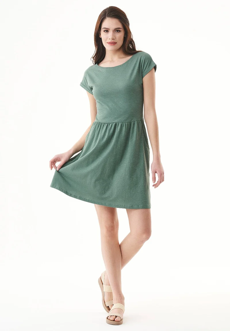 Kleid - SINA - Slub-Jersey Bio-Baumwolle - Green Tea