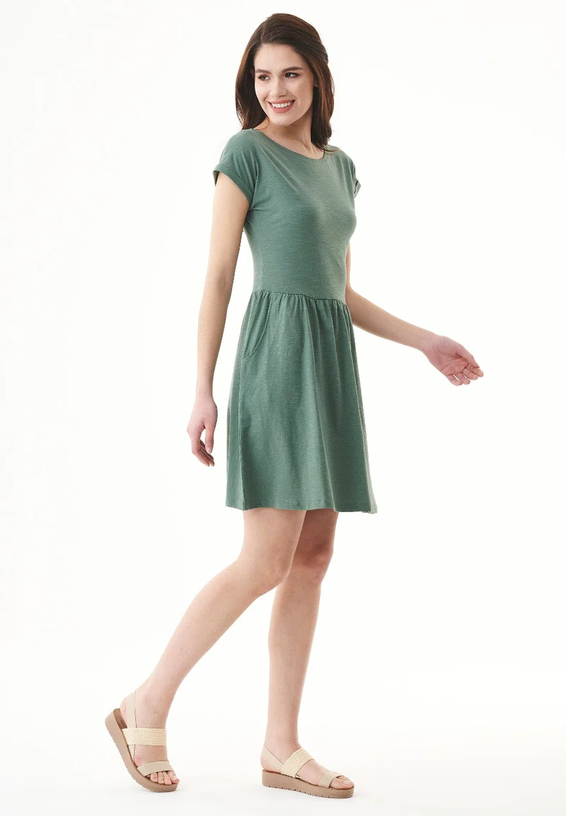 Kleid - SINA - Slub-Jersey Bio-Baumwolle - Green Tea