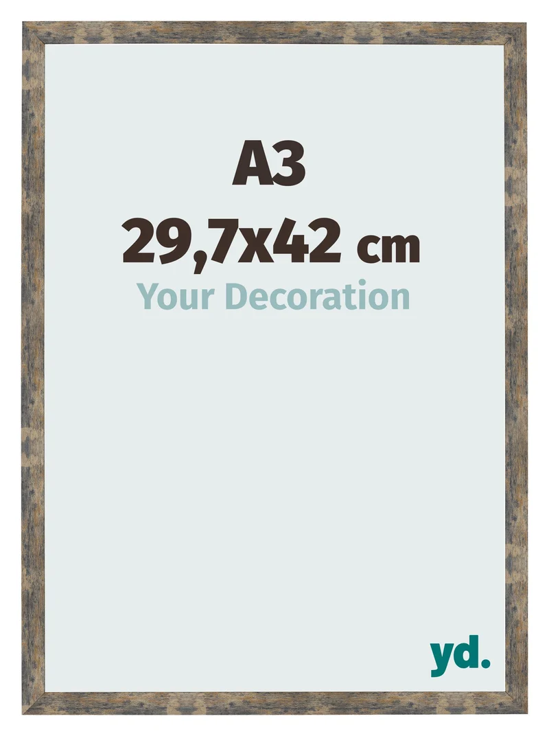 Bilderrahmen A3 - 29,7x42 cm - Blau Gold Meliert - MDF - Bologna