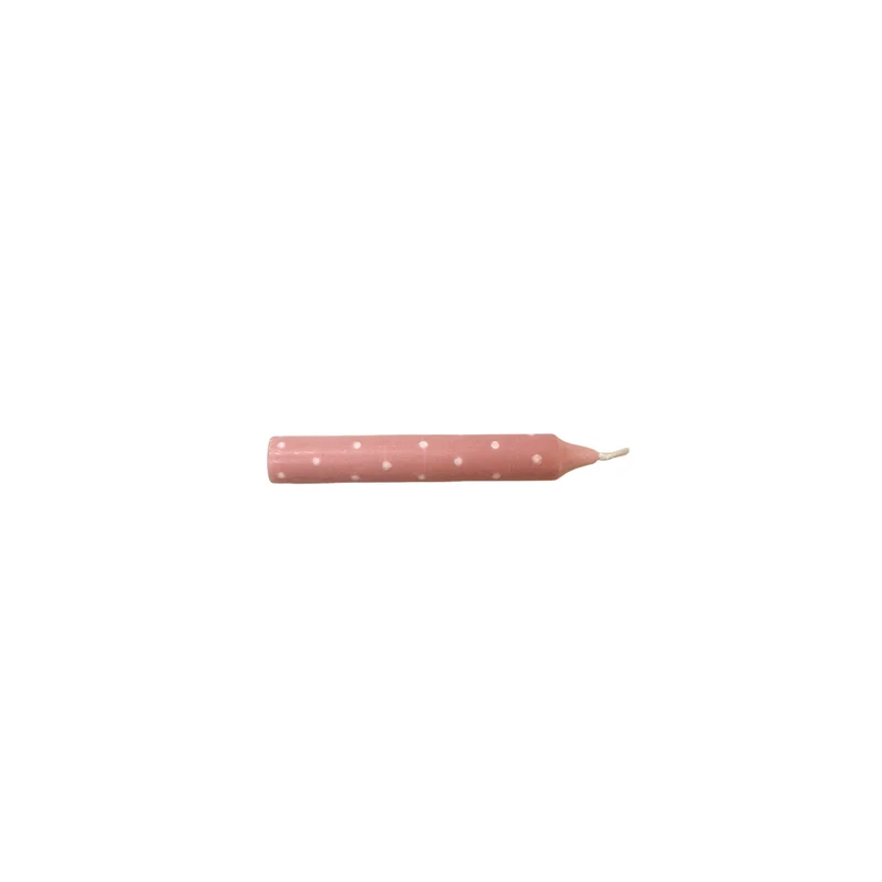 Baumkerze S • Punkte rosa • weiss