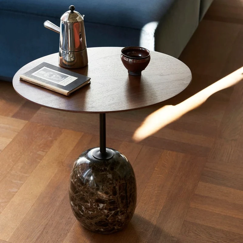 Beistelltisch Lato LN9 oval Lacquered Walnut/Emperador - &Tradition