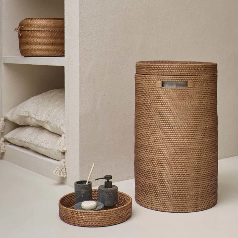 Wäschekorb Rattan mit Deckel Cino