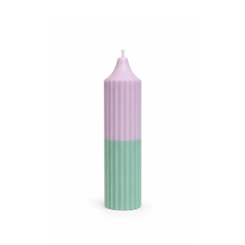 Stabkerze dick - Riffel - mint-lila