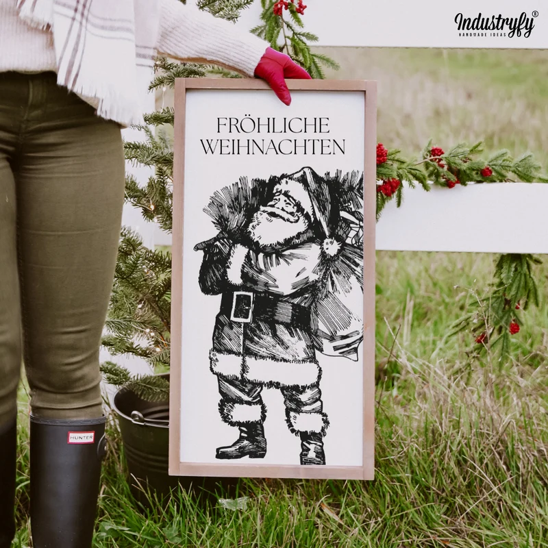 Landhaus Schild | Fröhliche Weihnachten Weihnachtsmann