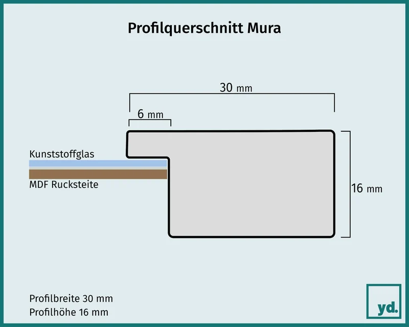 Bilderrahmen 20x28 cm - Hellblau Gewischt - MDF - Mura