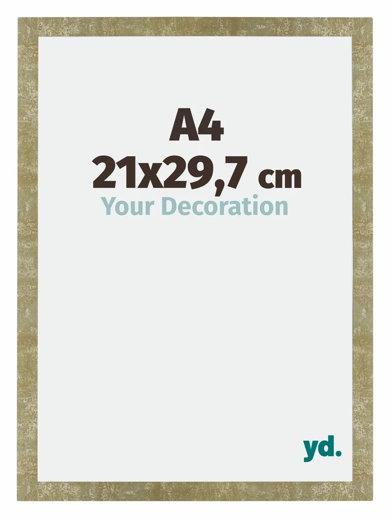 Bilderrahmen A4 - 21x29,7 cm - DIN A4 Gold Antik - MDF - Mura