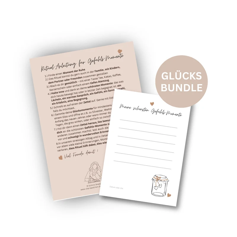 Bundle Glücksmomente • Notizblock mit Anleitung • Marmeladenglasmomente Geschenk