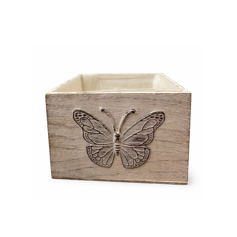Pflanzkiste Holz - Schmetterling - Landhausstil M