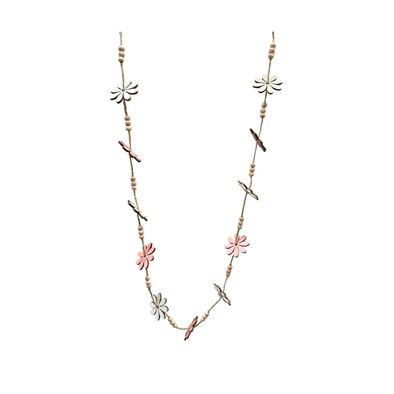 Holz Girlande mit Blumen - 130cm