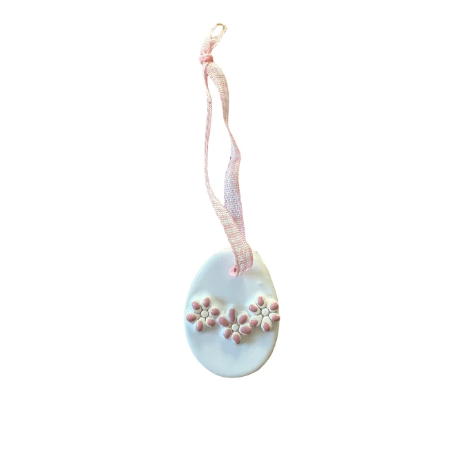 Hänger - Handmade - Osterei Keramik m. Blüten