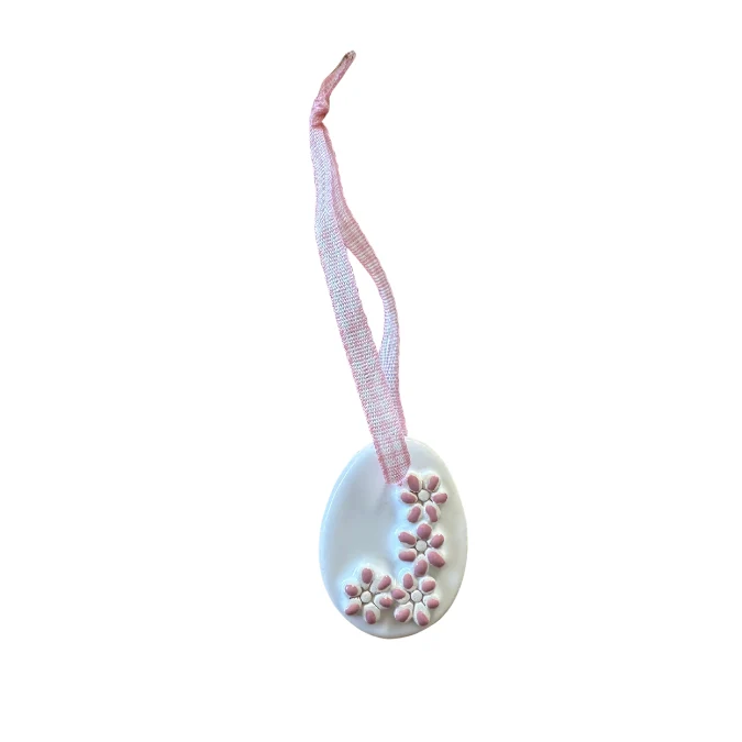 Hänger - Handmade - Osterei Keramik m. Blüten