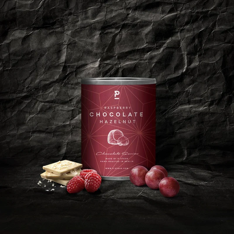 Schoko Genuss - Haselnuss mit weißer Schokolade Himbeere - 60g