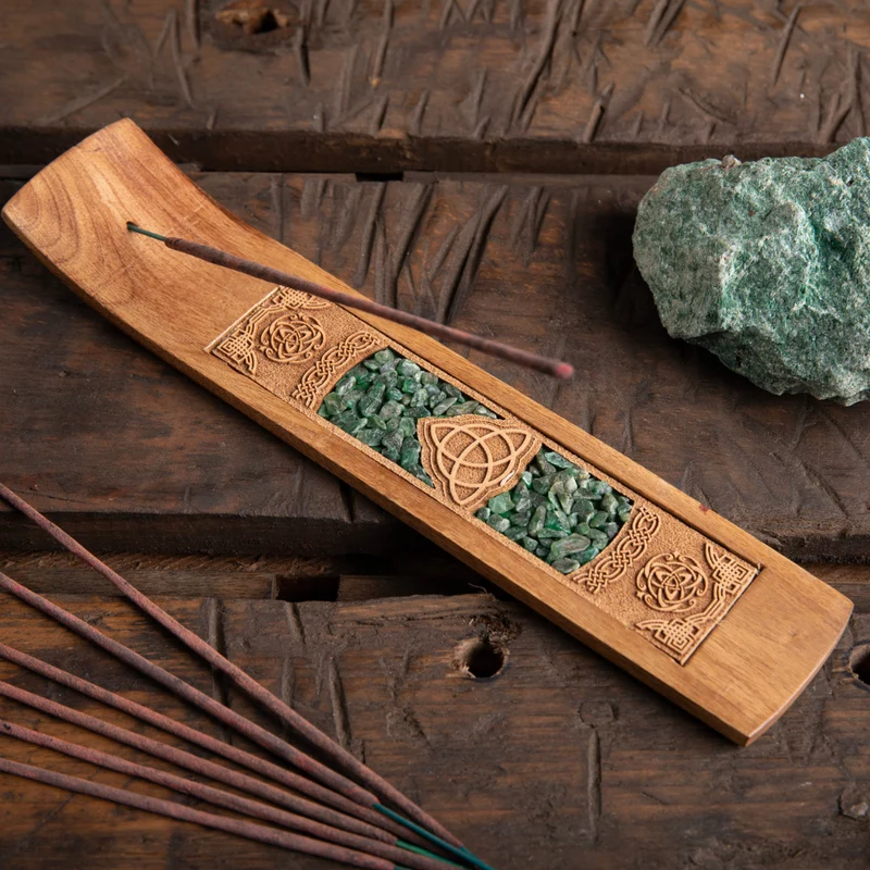 Räucherstäbchenhalter - keltischer Knoten mit Aventurin