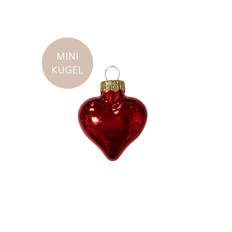 Mini-Weihnachtskugeln - Herz - rot - matt oder glänzend