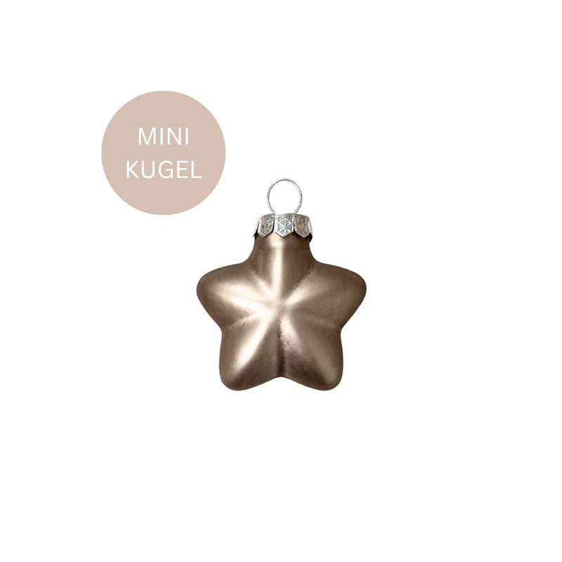 Mini-Weihnachtskugeln - Stern - beige - matt