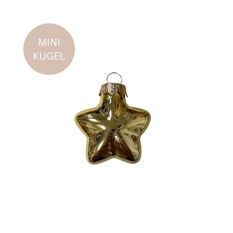 Mini-Weihnachtskugeln - Stern - Gold - matt oder glänzend