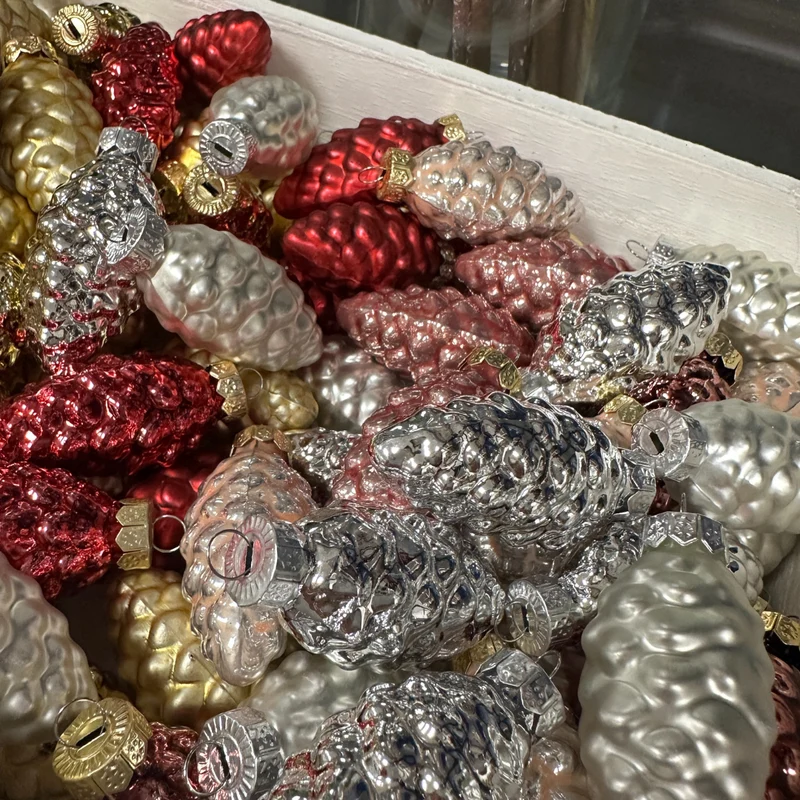 Mini-Weihnachtskugeln - Zapfen - Gold - matt oder glänzend