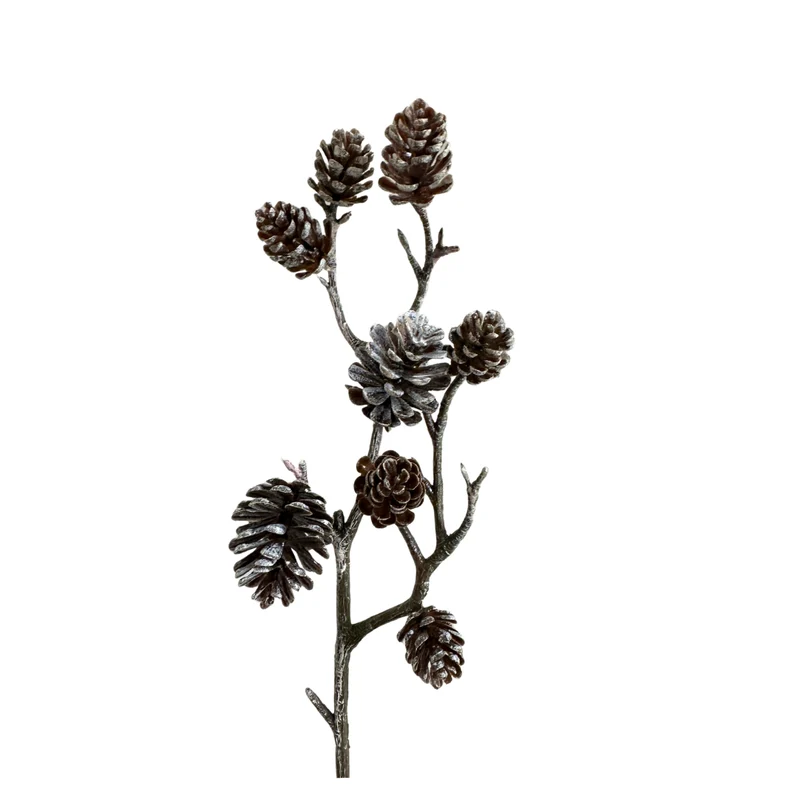 Kunstblume - Zweig mit Zapfen - beschneit