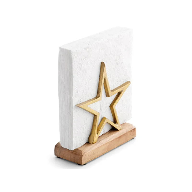 Serviettenhalter - Holz/Metall - Stern gold