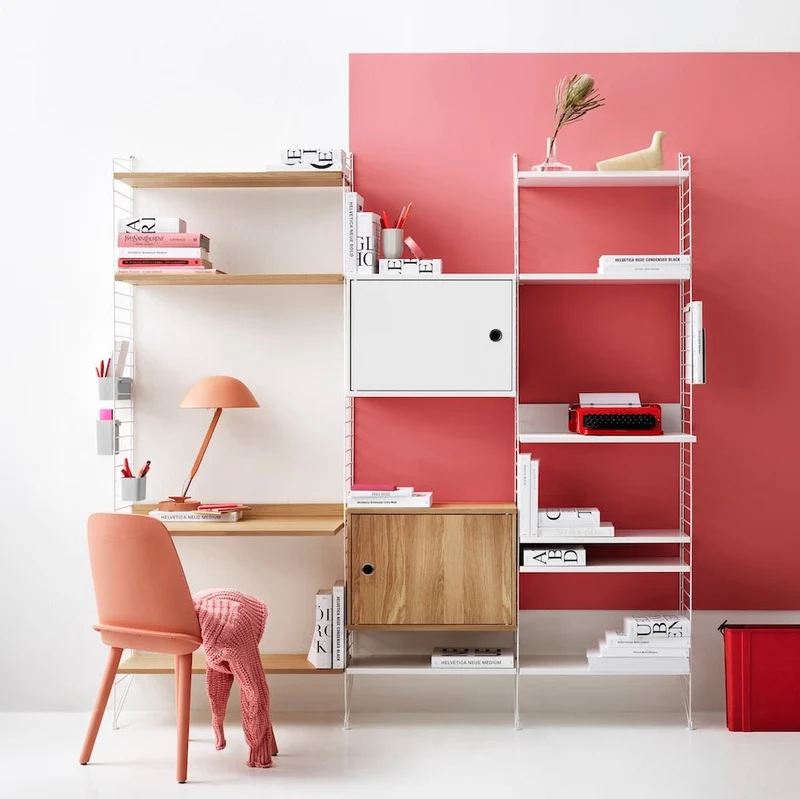 Arbeitsplatz B Weiß Set - Regalsystem - Stringfurniture