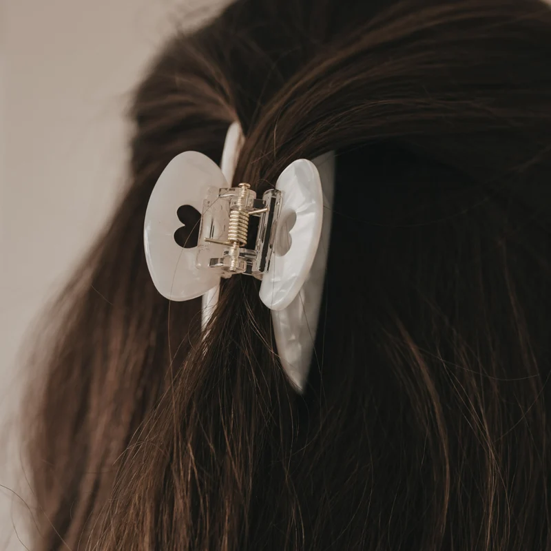 Haarspange - Herz - groß pearl